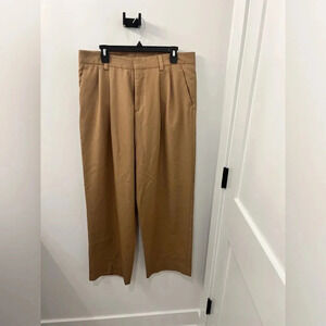 Zara Woman High Waist Wide Leg Trouser tan Pant studio collection size 34